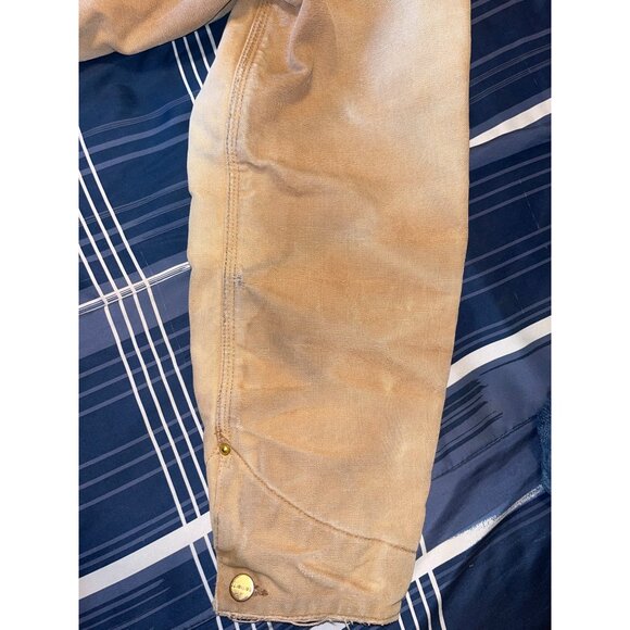 VTG Carhartt Barn Chore Tan Jacket Blanket Lined Work Coat HD Canvas Mens - Picture 15 of 16